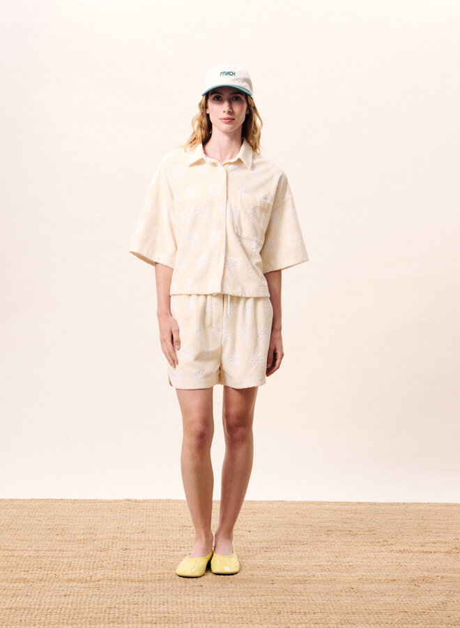 Short Frnch Paris Vaelia en ratine crème fleurie blanc