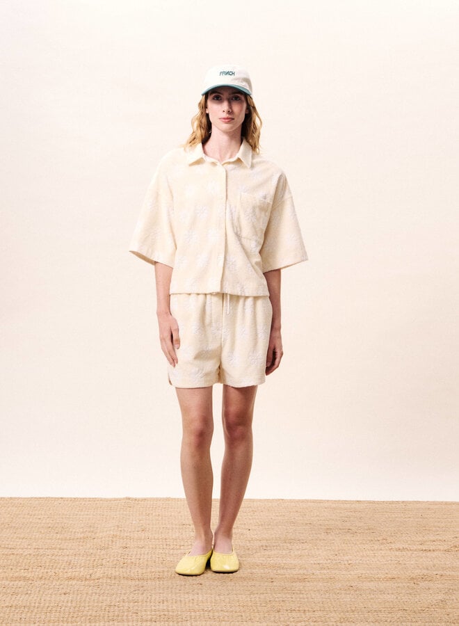 Short Frnch Paris Vaelia en ratine crème fleurie blanc