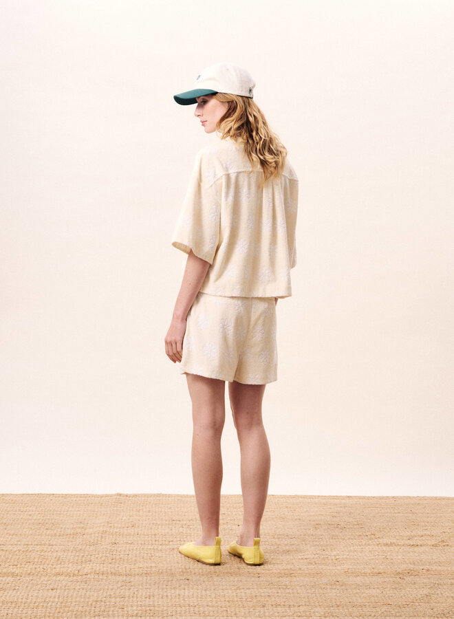 Short Frnch Paris Vaelia en ratine crème fleurie blanc