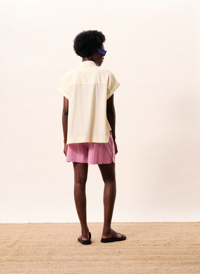 Blouse Frnch Paris Brizea à rayures ton sur ton jaune beurre
