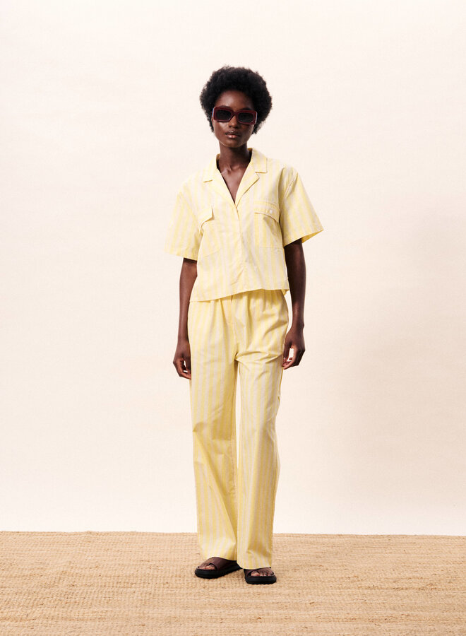 Blouse Frnch Paris Marina rayée jaune & beige