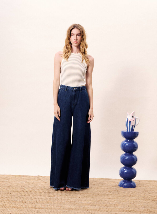 Camisole Frnch Paris Volga crème rayée noire