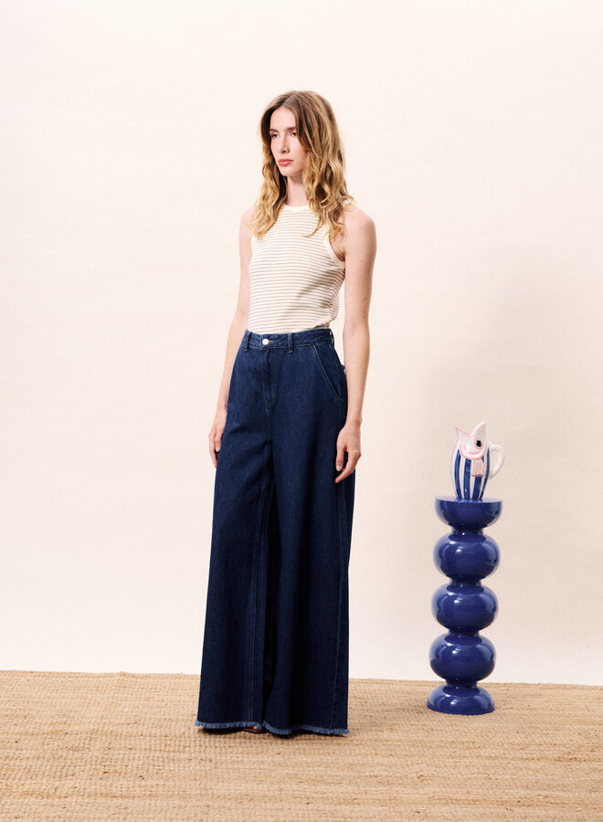 Camisole Frnch Paris Volga crème rayée noire