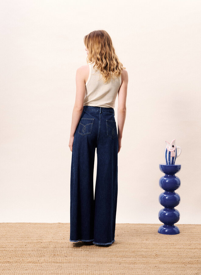 Camisole Frnch Paris Volga crème rayée noire