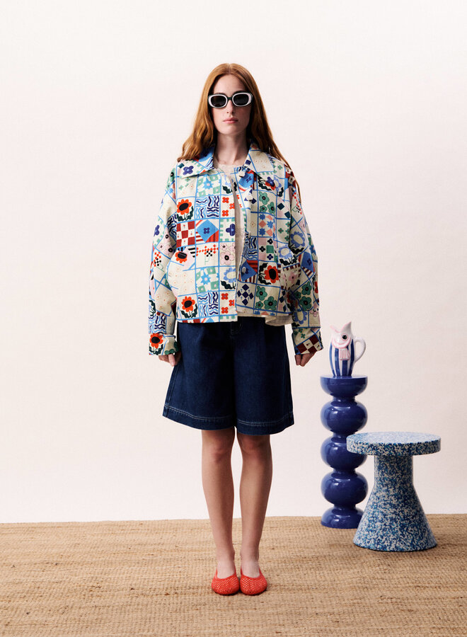 Jacket Frnch Paris Zizania imprimé bleu, rouge, vert multi