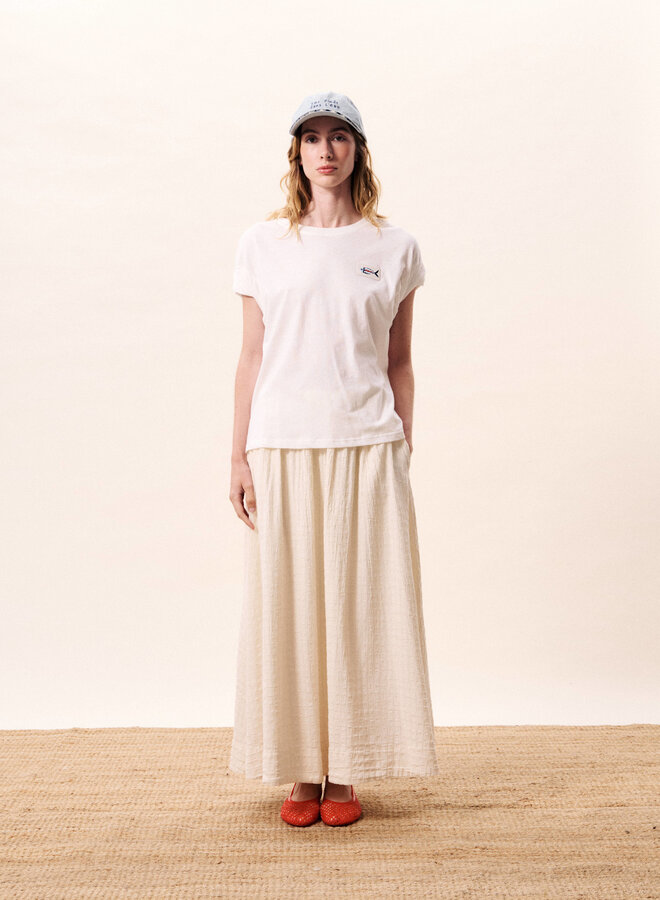 T-shirt Frnch Paris Lindos blanc à logo de poisson bleu