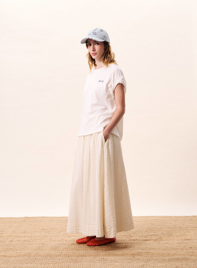 T-shirt Frnch Paris Lindos blanc à logo de poisson bleu