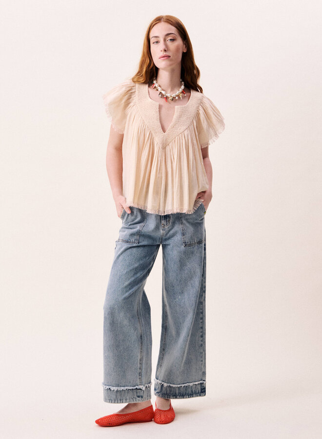 Haut Frnch Paris Novaelle ample à fines rayures rouges