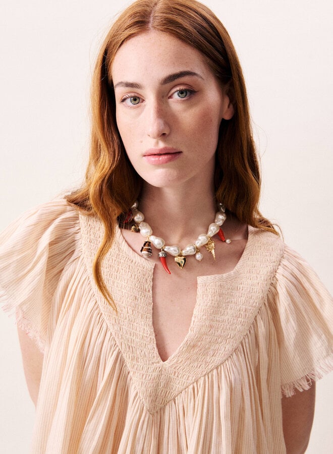 Haut Frnch Paris Novaelle ample à fines rayures rouges