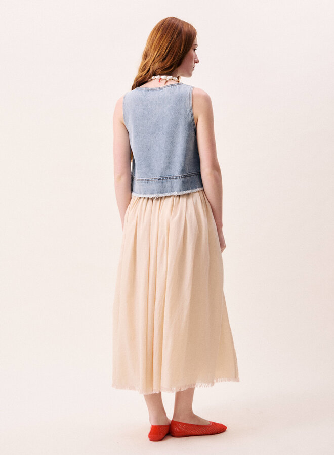 Jupe longue Frnch Paris Mary à fines rayures rouges