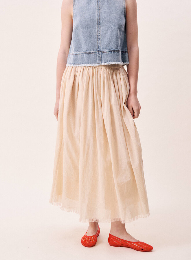 Jupe longue Frnch Paris Mary à fines rayures rouges