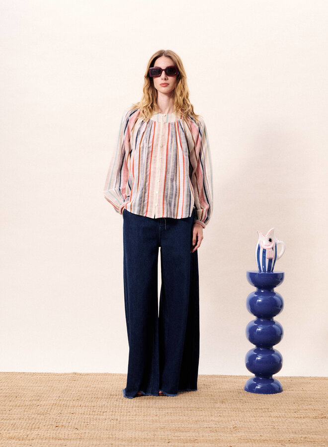 Blouse Frnch Paris Turquin rayée rouge & beige multi