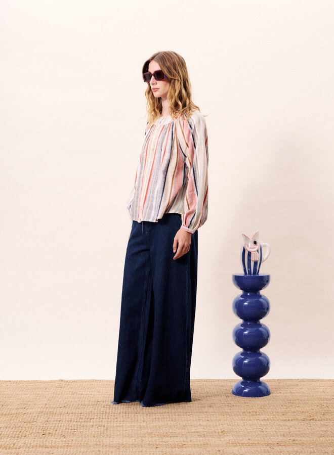 Blouse Frnch Paris Turquin rayée rouge & beige multi