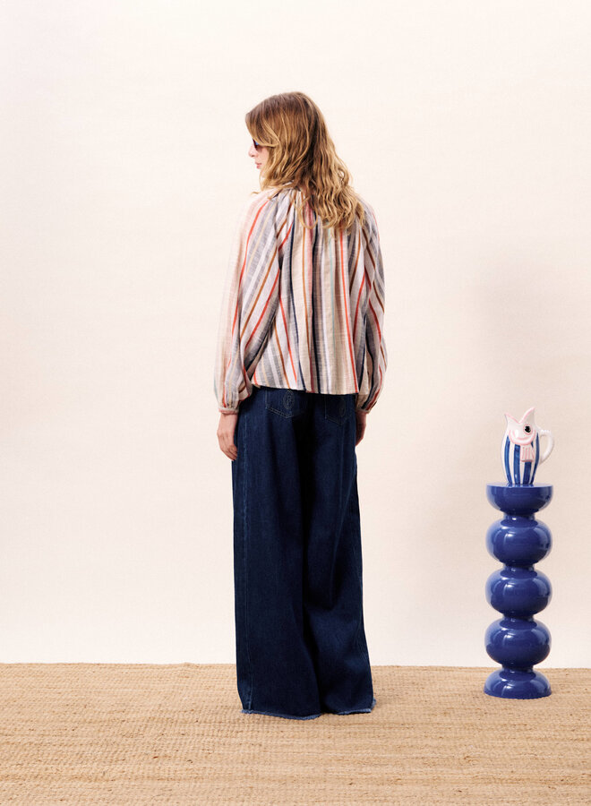 Blouse Frnch Paris Turquin rayée rouge & beige multi