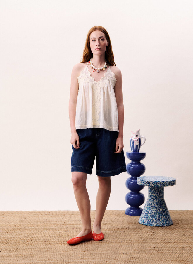 Camisole Frnch Paris Melobosis à crochet crème
