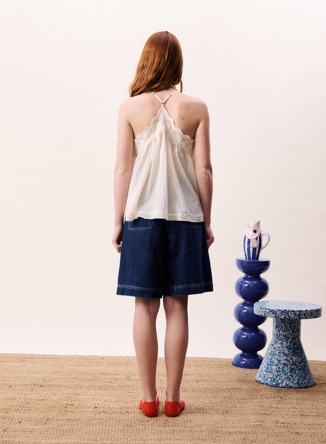 Camisole Frnch Paris Melobosis à crochet crème