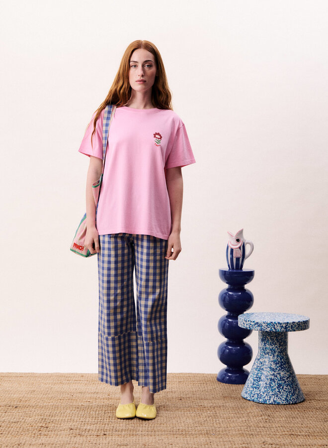 T-shirt Frnch Paris Nymphaea rose avec fleur rouge