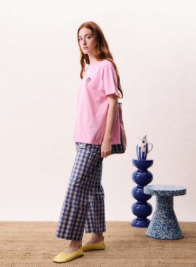 T-shirt Frnch Paris Nymphaea rose avec fleur rouge