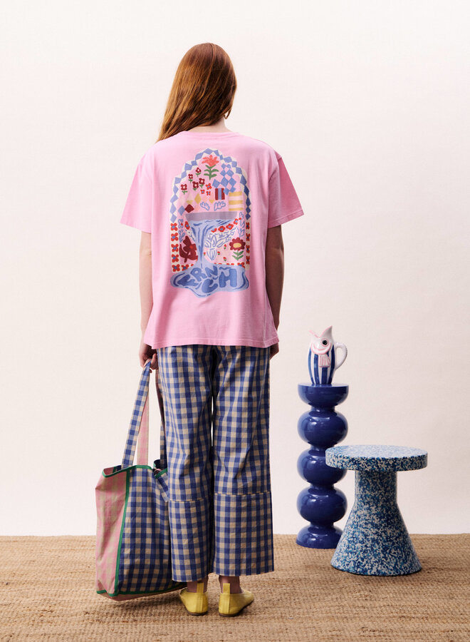 T-shirt Frnch Paris Nymphaea rose avec fleur rouge