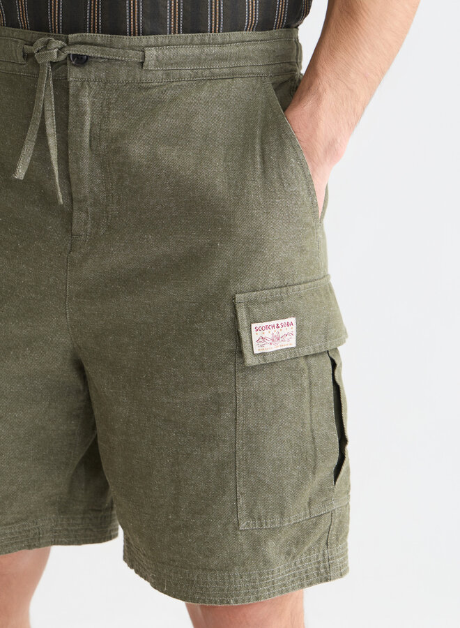 Bermuda cargo Scotch & Soda vert olive mélange