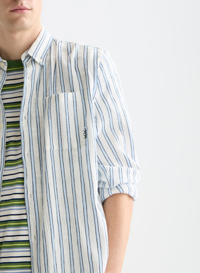 Chemise Scotch & Soda blanche rayée bleu ciel