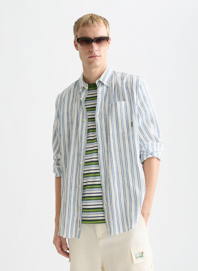 Chemise Scotch & Soda blanche rayée bleu ciel