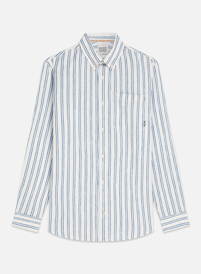 Chemise Scotch & Soda blanche rayée bleu ciel