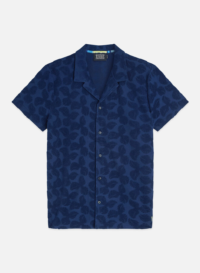 Chemise Scotch & Soda à. Manches courtes en ratine bleu marine