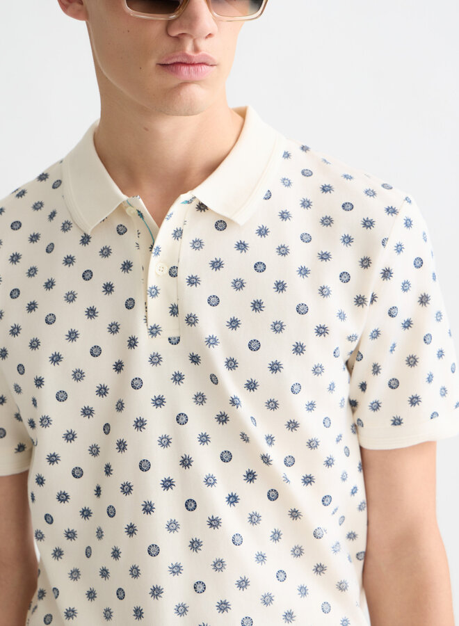 Polo Scotch & Soda blanc imprimé soleil bleu marine