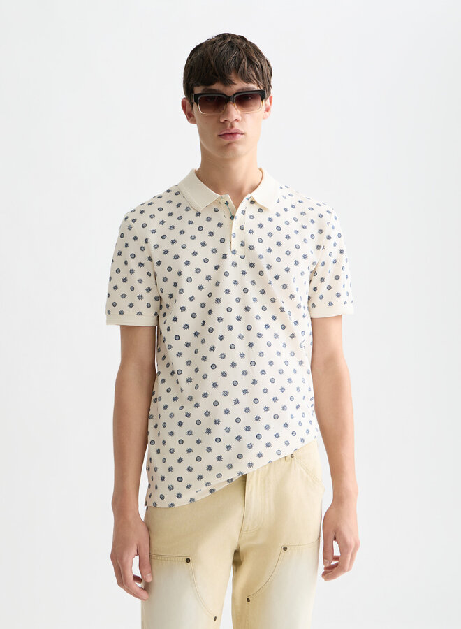 Polo Scotch & Soda blanc imprimé soleil bleu marine