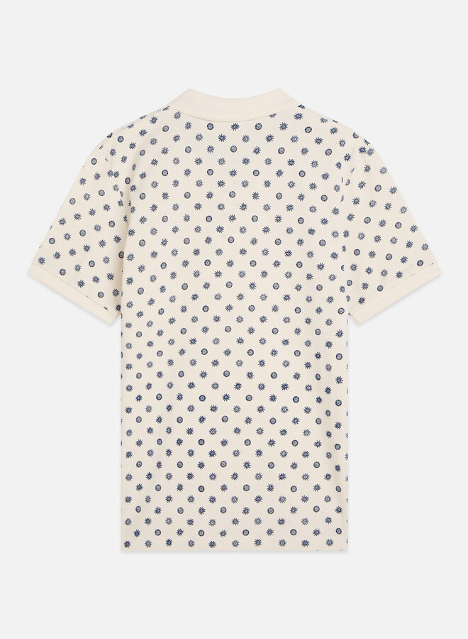 Polo Scotch & Soda blanc imprimé soleil bleu marine