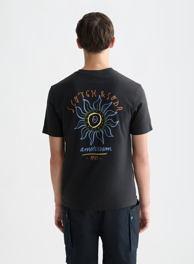 T-shirt Scotch & Soda noir météorite à logo bleu infini