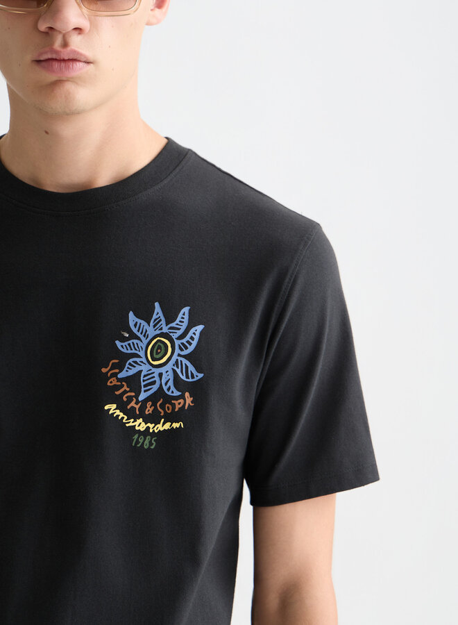 T-shirt Scotch & Soda noir météorite à logo bleu infini