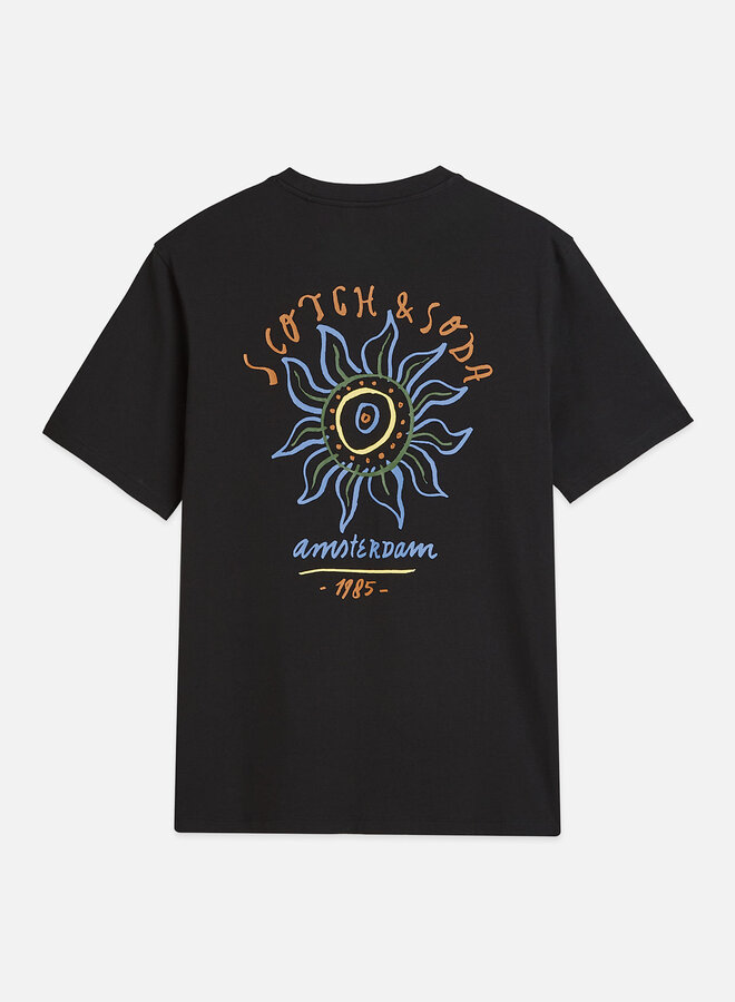 T-shirt Scotch & Soda noir météorite à logo bleu infini