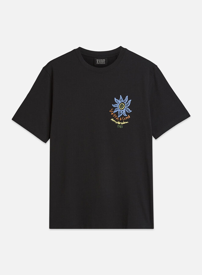 T-shirt Scotch & Soda noir météorite à logo bleu infini