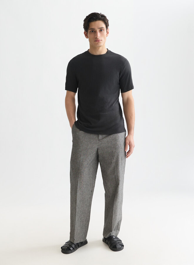 T-shirt Scotch & Soda en mélange de lin noir météorite