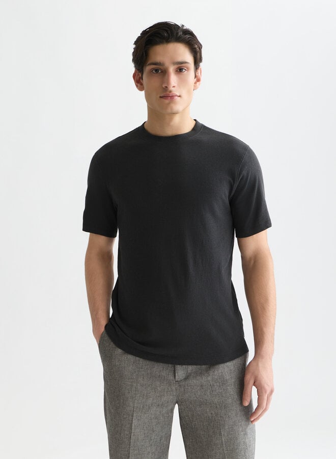 T-shirt Scotch & Soda en mélange de lin noir météorite