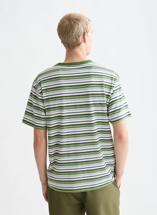 T-shirt Scotch & Soda rayé vert jardin, bleu infini & blanc