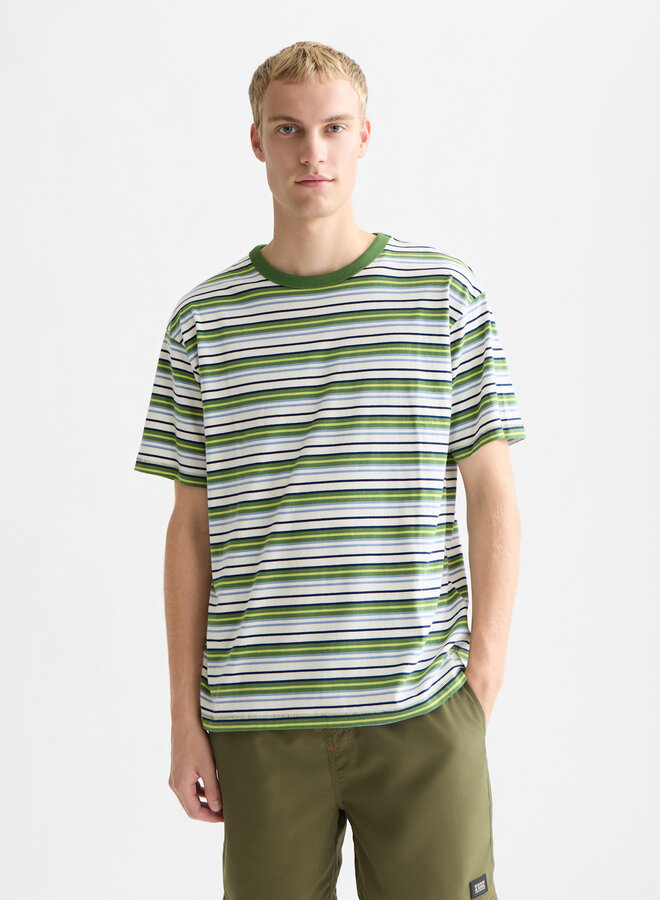 T-shirt Scotch & Soda rayé vert jardin, bleu infini & blanc