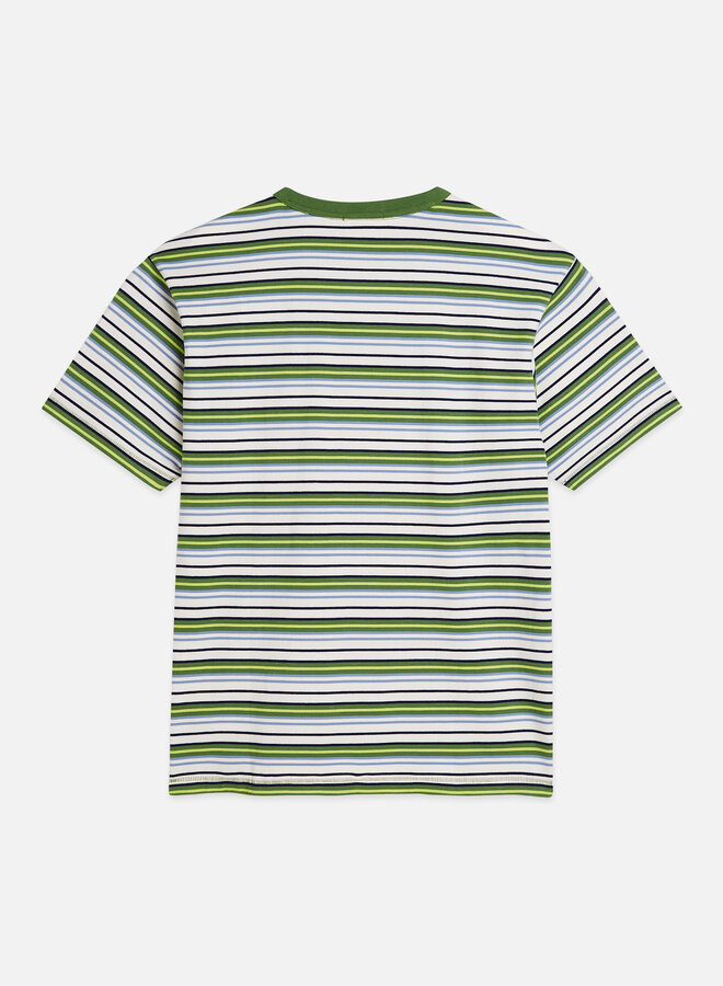 T-shirt Scotch & Soda rayé vert jardin, bleu infini & blanc