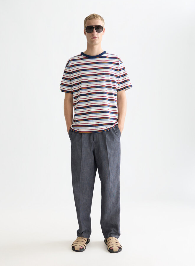 T-shirt Scotch & Soda rayé bleu marine, rouge, caramel et blanc