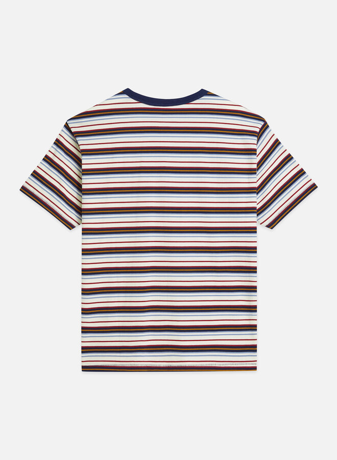 T-shirt Scotch & Soda rayé bleu marine, rouge, caramel et blanc