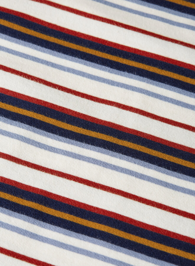 T-shirt Scotch & Soda rayé bleu marine, rouge, caramel et blanc