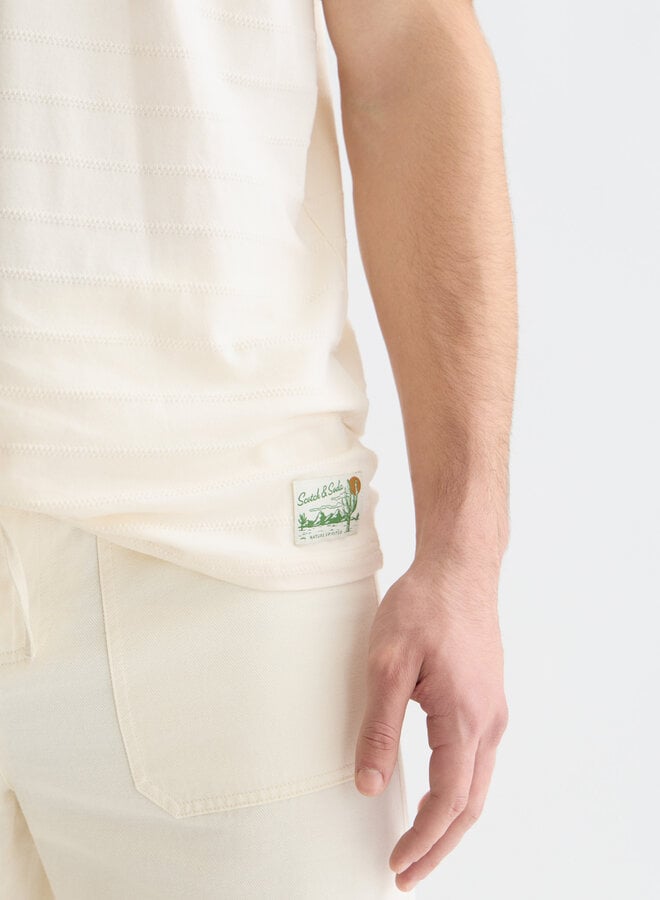 T-shirt Scotch & Soda à rayures tissées blanc cass/