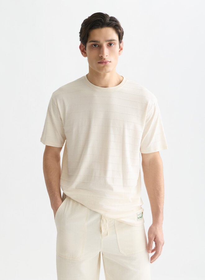 T-shirt Scotch & Soda à rayures tissées blanc cass/