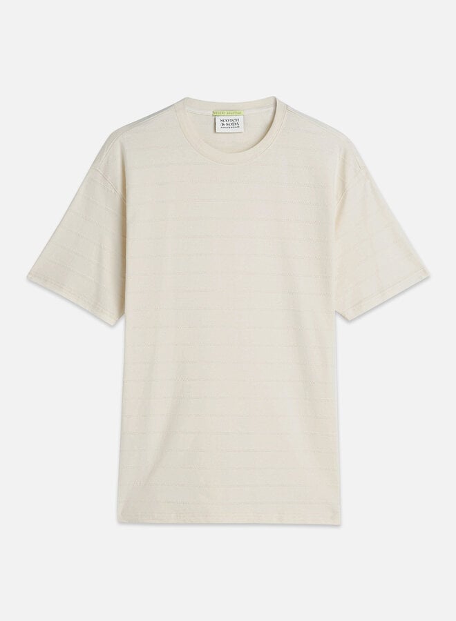 T-shirt Scotch & Soda à rayures tissées blanc cass/