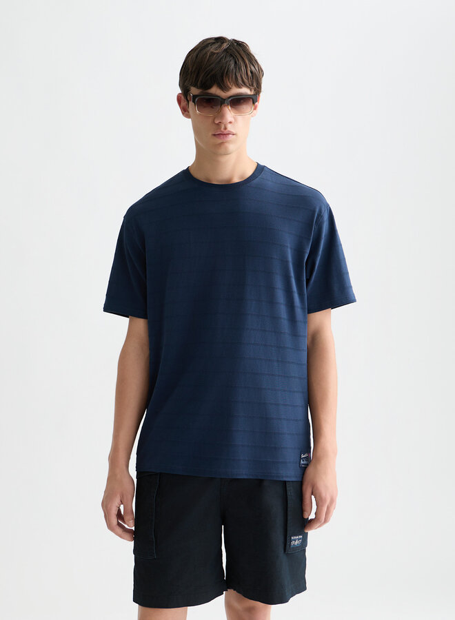 T-shirt Scotch & Soda à rayures tissées bleu indigo