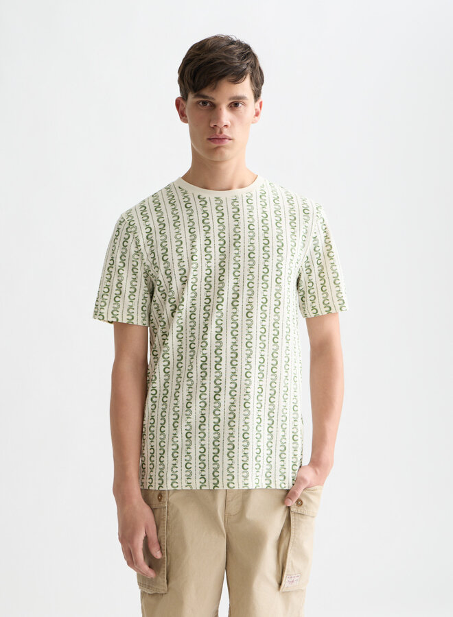 T-shirt Scotch & Soda écru imprimé fer à cheval vert jardin
