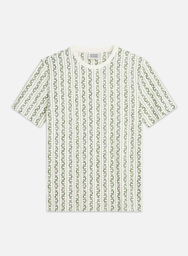 T-shirt Scotch & Soda écru imprimé fer à cheval vert jardin