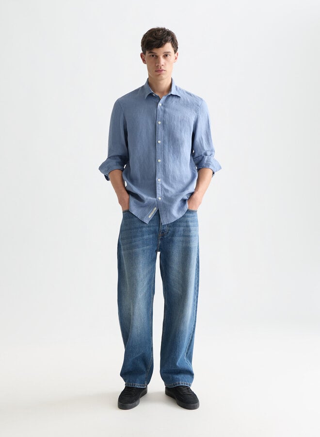 Chemise Scotch & Soda en lin bleu infini